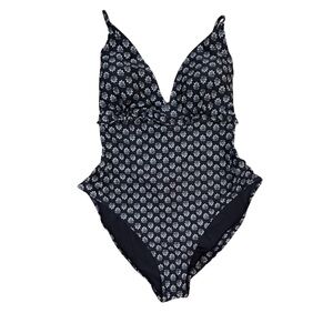Old Navy women’s one piece swimsuit 3X plus black flower print tie back new NWT